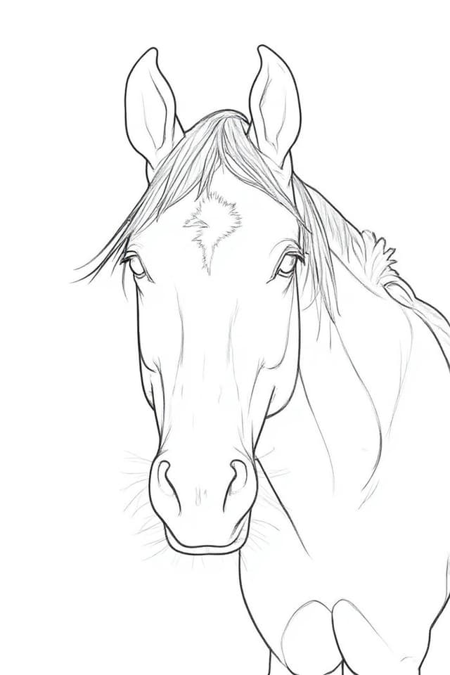 A horse photo turned into a coloring page