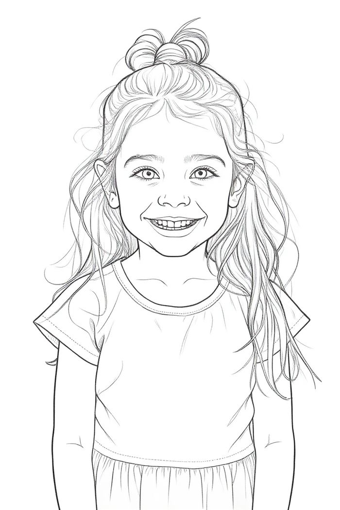 Coloring page made from a kid's photo