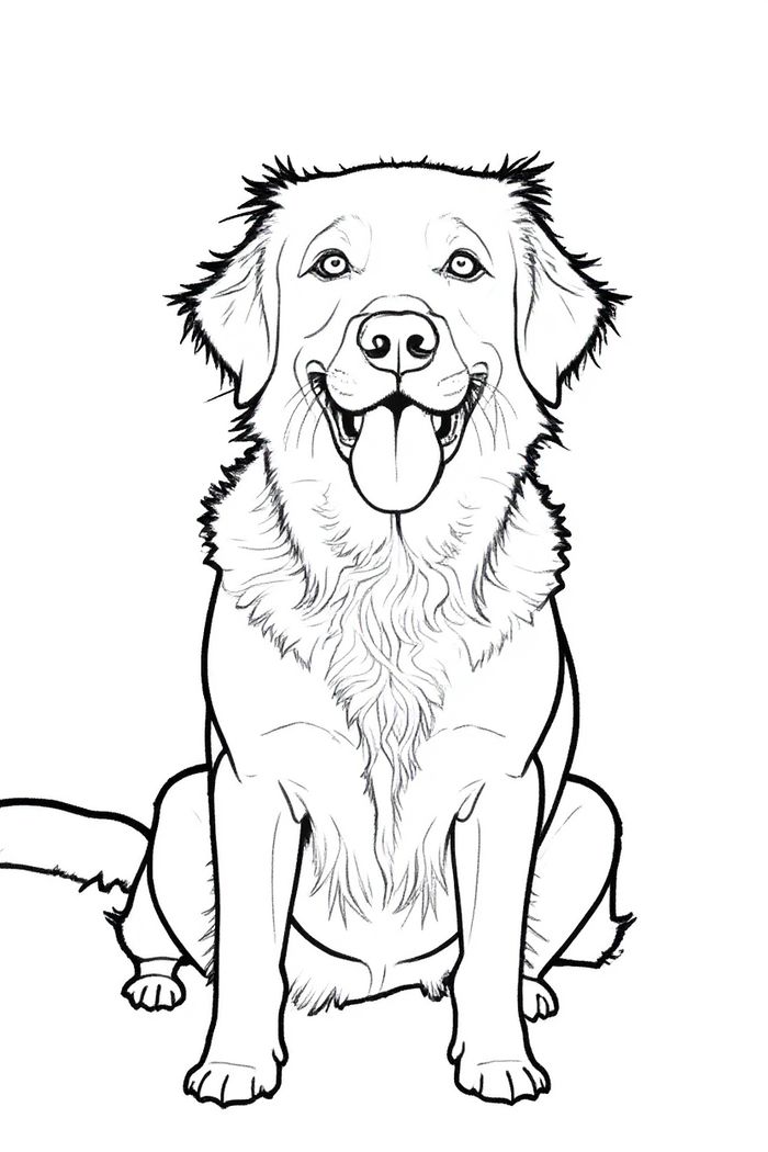 Coloring page made from a dog photo