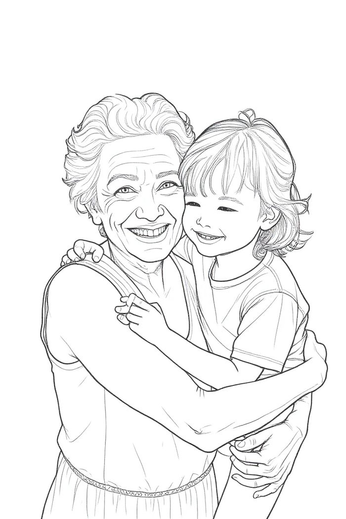 Coloring page from a family photo