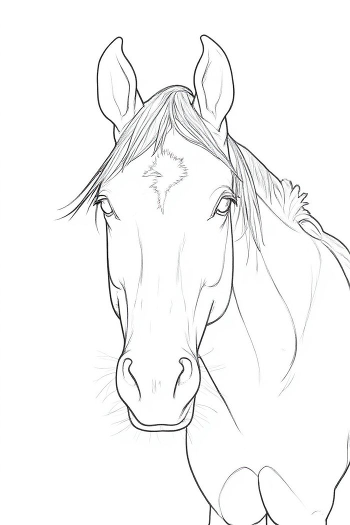 Coloring page made from a horse photo