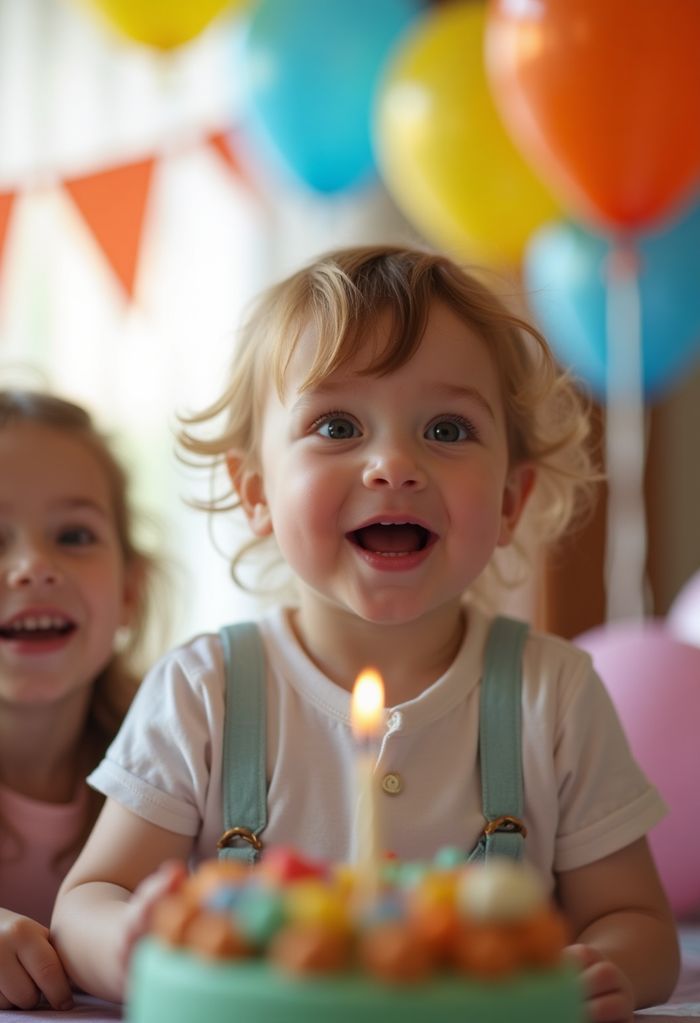 Photo of a toddler with balloons
